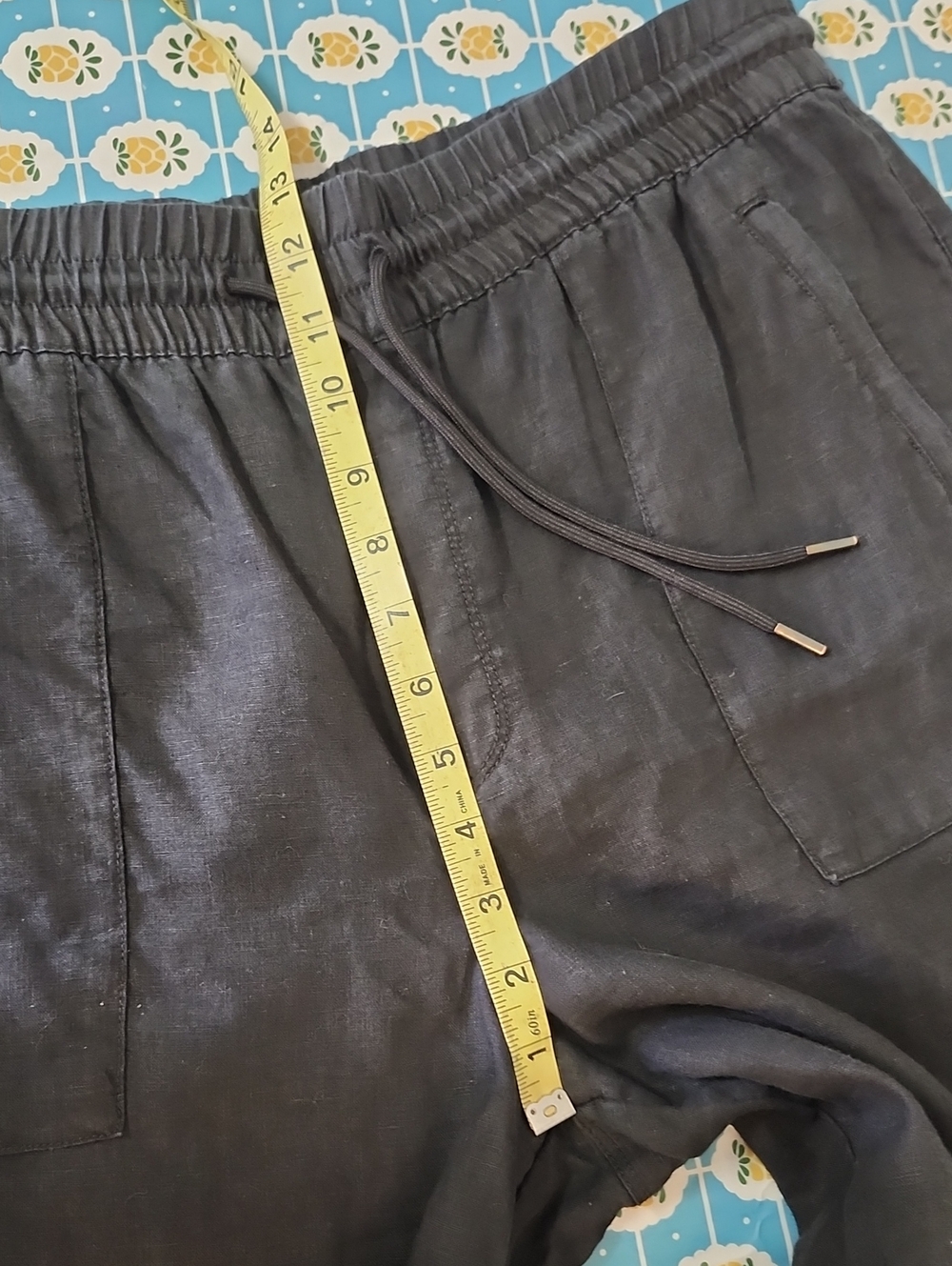 Athleta Retreat 100% Linen High Rise Wide Leg Pants Size XL Black Pockets - Picture 5 of 10